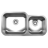 Whitehaus WHNDBU3318 Noah's Collection Brushed Stainless Steel Double Bowl Undermount Sink