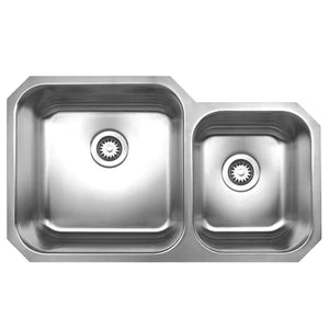 Whitehaus WHNDBU3320 Noah's Collection Stainless Steel Double Bowl Undermount Sink