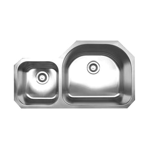 Whitehaus WHNDBU3721 Noah's Collection Stainless Steel Double Bowl Undermount Sink