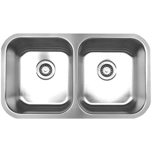 Whitehaus WHNEDB3118 Noah's Collection Stainless Steel Double Bowl Undermount Sink
