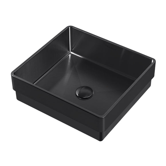 Whitehaus WHNPL1577-MBLK Noah Plus Squared Semi-Recessed Sink Set