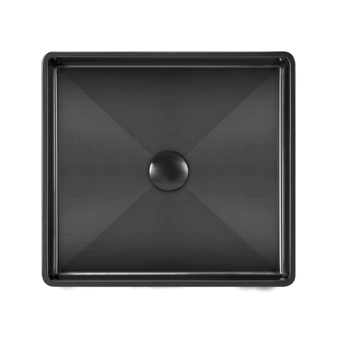 Whitehaus WHNPL1577-MBLK Noah Plus Squared Semi-Recessed Sink Set with Center Drain