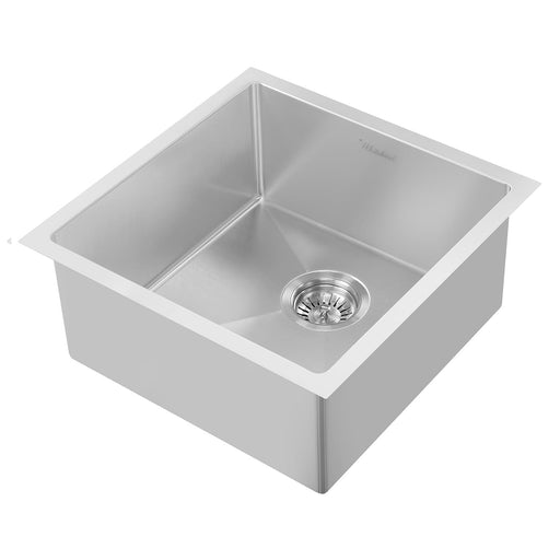 Whitehaus WHNPL1818-BSS Noah Plus Single Bowl Linen Textured Dual-Mount Sink Set