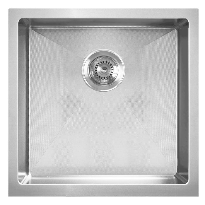 Whitehaus WHNPL1818-BSS Noah Plus Single Bowl Linen Textured Dual-Mount Sink Set