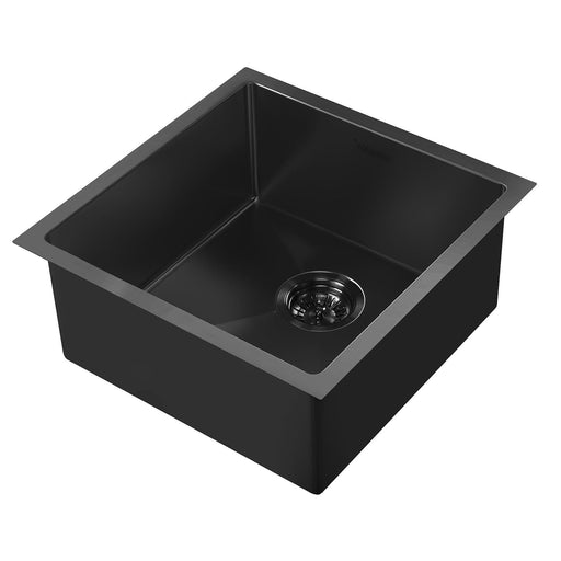 Whitehaus WHNPL1818-MBLK Noah Plus Single Bowl Linen Textured Dual-Mount Sink Set