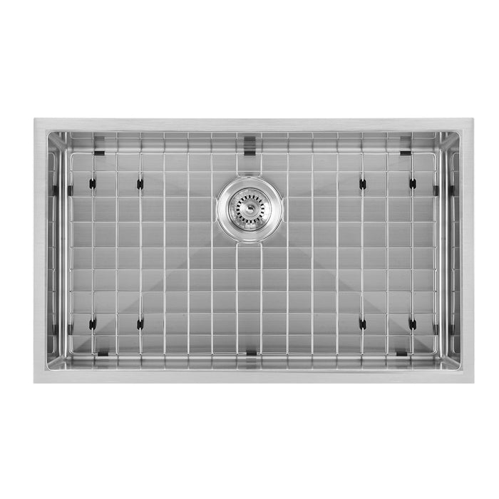 Whitehaus WHNPL2718-BSS Noah Plus Heavy Duty Single Bowl Dual-Mount Sink Set