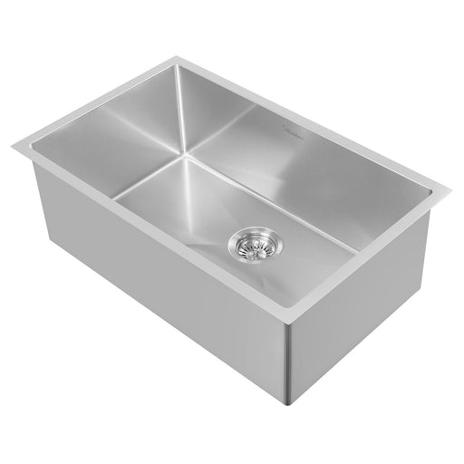 Whitehaus WHNPL2918-BSS Noah Plus Single Bowl Linen Textured Dual-Mount Sink Set