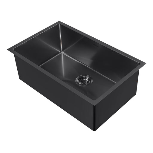Whitehaus WHNPL2918-MBLK Noah Plus Single Bowl Linen Textured Dual-Mount Sink Set