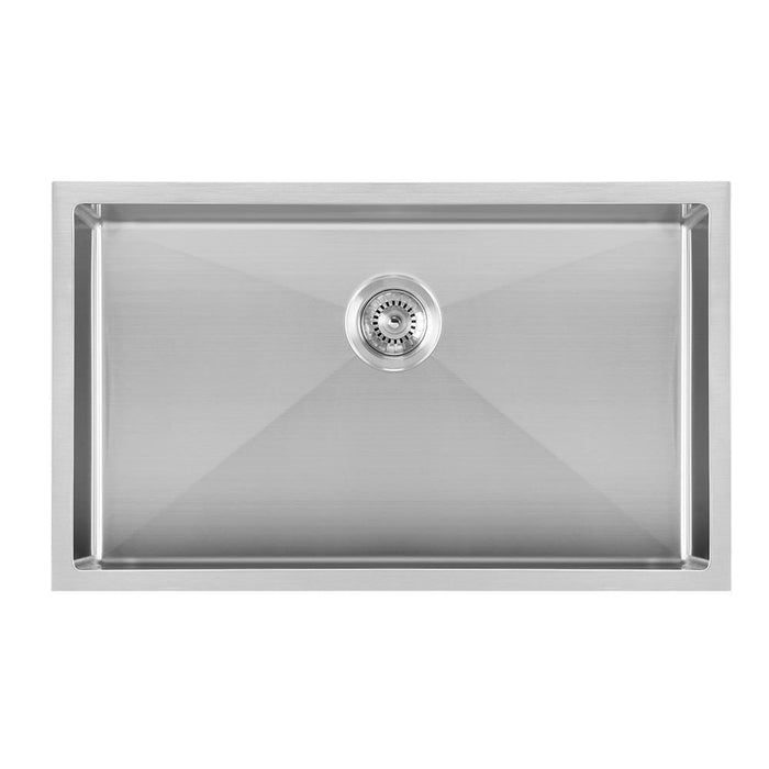 Whitehaus WHNPL3018-BSS Noah Plus Heavy Duty Single Bowl Dual-Mount Sink Set