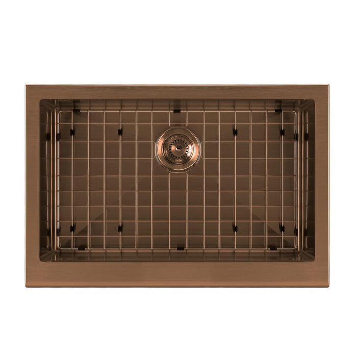 Whitehaus WHNPL3020-CO Noah Plus Single Bowl Undermount Sink Set with a front Apron