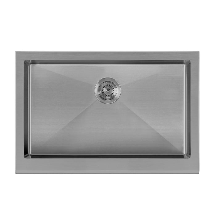 Whitehaus WHNPL3020-GM Noah Plus Single Bowl Undermount Sink Set with a front Apron