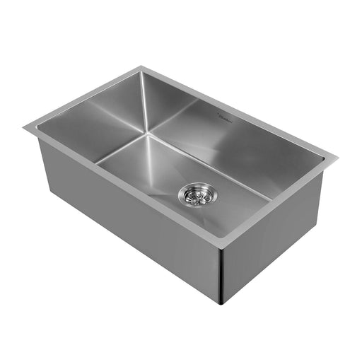 Whitehaus WHNPL3318-GM Noah Plus Single Bowl Linen Textured Dual-Mount Sink Set