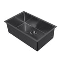 Whitehaus WHNPL3318-MBLK Noah Plus Single Bowl Linen Textured Dual-Mount Sink Set