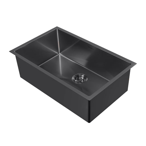 Whitehaus WHNPL3318-MBLK Noah Plus Single Bowl Linen Textured Dual-Mount Sink Set