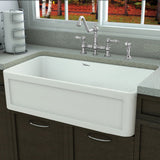 Whitehaus WHPLCON3319-WHITE Fireclay 33" Large Reversible Sink