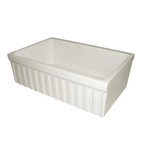 Whitehaus WHQ330-BISCUIT Farmhaus Fireclay Quatro Alcove Reversible Sink