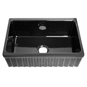 Whitehaus WHQ330-BLACK Farmhaus Fireclay Quatro Alcove Reversible Sink