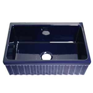 Whitehaus WHQ330-BLUE Farmhaus Fireclay Quatro Alcove Reversible Sink