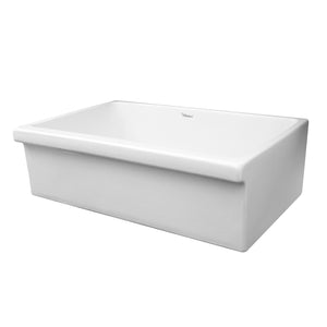 Whitehaus WHQ536-WHITE Farmhaus Fireclay Quatro Alcove Large Reversible Sink