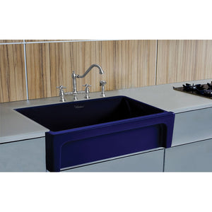 Whitehaus WHQ5530-BLUE Glencove Fireclay 30" Reversible Sink