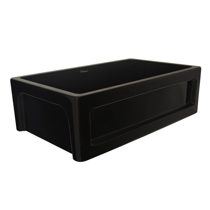 Whitehaus WHQ5550-BLACK Shakerhaus 33" Reversible Kitchen Fireclay Sink with Shaker Design
