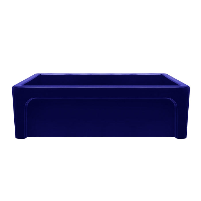 Whitehaus WHQ5550-BLUE Shakerhaus 33" Reversible Kitchen Fireclay Sink with Shaker Design Apron