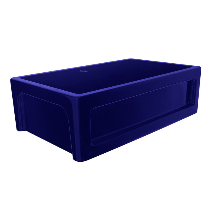 Whitehaus WHQ5550-BLUE Shakerhaus 33" Reversible Kitchen Fireclay Sink with Shaker Design Apron