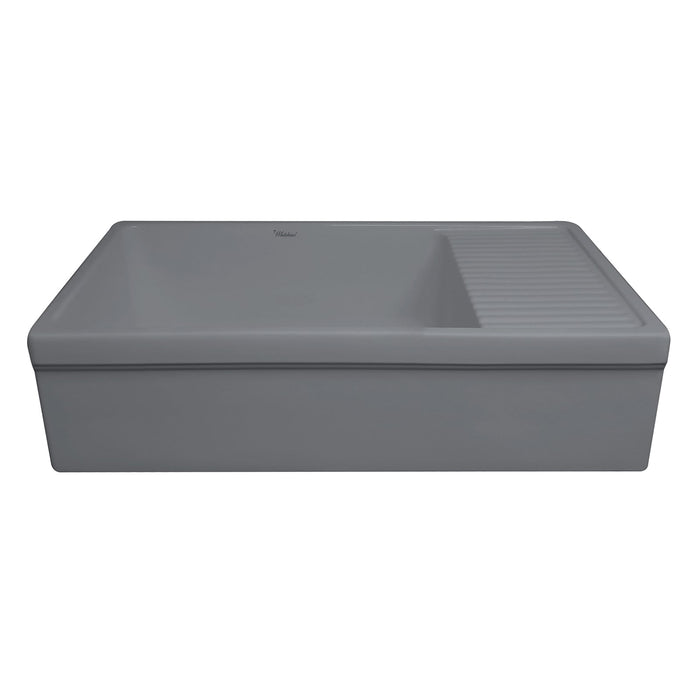 Whitehaus WHQD540-M-CEMENT Farmhaus Quatro Alcove Large Reversible Fireclay Kitchen Sink