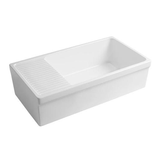 Whitehaus WHQD540-M-WHITE Farmhaus Quatro Alcove Large Reversible Matte Fireclay Kitchen Sink