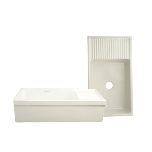 Whitehaus WHQD540-BISCUIT Farmhaus Fireclay Quatro Alcove Large Reversible Sink