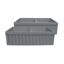 Whitehaus WHQDB332-M-CEMENT Farmhaus Quatro Alcove Reversible Matte Double Bowl Fireclay Kitchen Sink