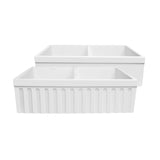 Whitehaus WHQDB332-M-WHITE Farmhaus Quatro Alcove Reversible Double Bowl Fireclay Kitchen Sink