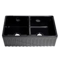 Whitehaus WHQDB332-BLACK Farmhaus Fireclay Quatro Alcove Reversible Double Bowl Sink