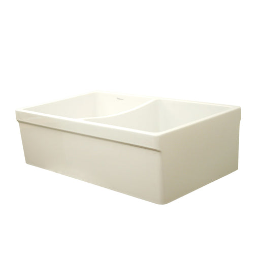 Whitehaus WHQDB532-BISCUIT Farmhaus Fireclay Quatro Alcove Reversible Double Bowl Sink