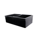 Whitehaus WHQDB532-BLACK Farmhaus Fireclay Quatro Alcove Reversible Double Bowl Sink