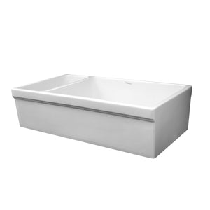 Whitehaus WHQDB542-WHITE Farmhaus Fireclay Quatro Alcove Large Reversible Sink