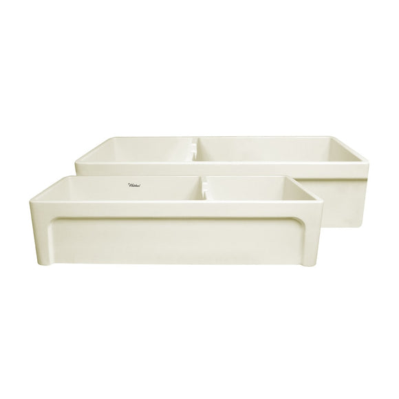 Whitehaus WHQDB5542-BISCUIT Glencove Fireclay 42" Large Double Bowl Reversible Sink