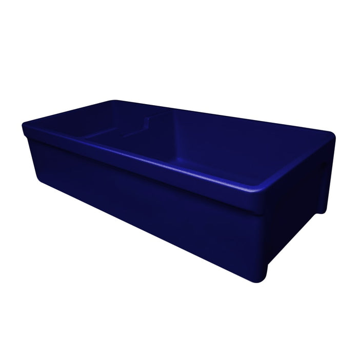 Whitehaus WHQDB5542-BLUE Glencove Fireclay 42" Large Double Bowl Reversible Sink with Front Apron