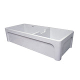 Whitehaus WHQDB5542-WHITE Glencove Fireclay 42" Large Double Bowl Reversible Sink with Front Apron