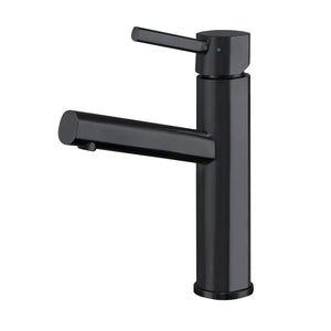 Whitehaus WHS1206-SB-MBLK Waterhaus Stainless Steel Single Lever Elevated Bathroom Faucet 