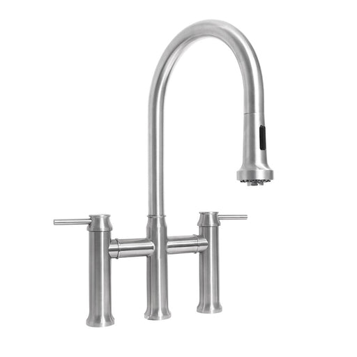 Whitehaus WHS6900-PDK-BSS Waterhaus Stainless Steel Bridge Faucet