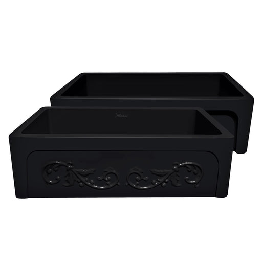 Whitehaus WHSIV3333-BLACK Glencove St. Ives 33" Front Apron Fireclay Sink