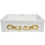 Whitehaus WHSIV3333OR-GOLD St. Ives Ornamental 33" Reversible Fireclay Kitchen Sink