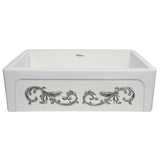 Whitehaus WHSIV3333OR-PLATINUM St. Ives Ornamental 33" Reversible Fireclay Kitchen Sink