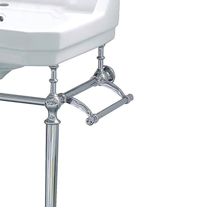 Whitehaus WHV024-L33-1H-C Victoriahaus Rectangular Sink China Console with Towel Bar, and Overflow