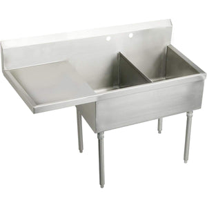 Elkay WNSF8230L2 Weldbilt Stainless Steel Floor Mount, Double Compartment Scullery Sink