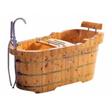 ALFI AB1139 61" Free Standing Cedar Wooden Bathtub with Fixtures & Headrest