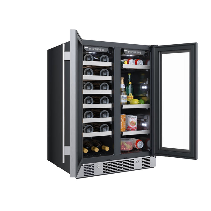 Avallon AWBC241GGFDBLSS 24" Wide 21 Bottle Capacity and 64 Can Capacity Beverage Center in Black Stainless Steel