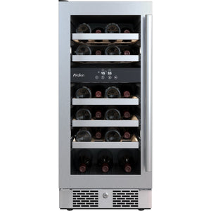23 Bottle 15 Built-In Dual Zone Stainless Steel Wine Refrigerator Left Hinged