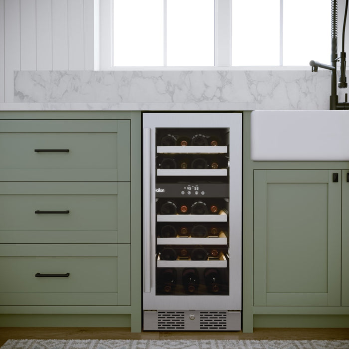 Avallon AWC152DZRH 15" Wide 23 Bottle Capacity Dual Zone Wine Cooler in Stainless Steel